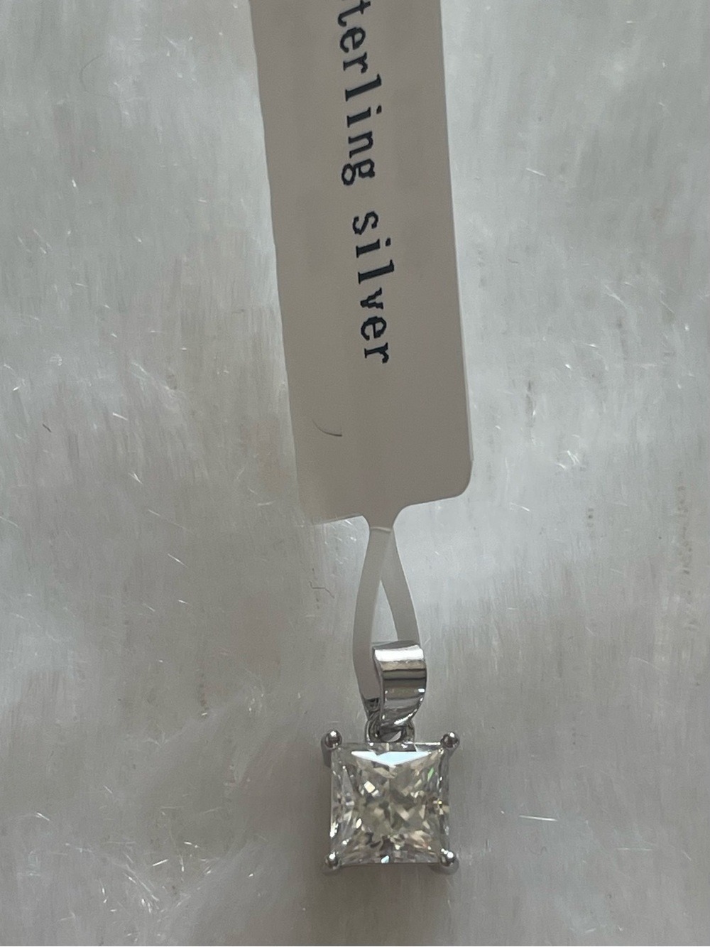 Sterling Silver Princess-Cut Moissanite Pendant - White/Silver 1.2ct D 6x6mm
